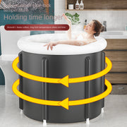 Black Ice Bath Bucket Large Household Foldable Bath Bucket PVC Padded SPA Bathtub